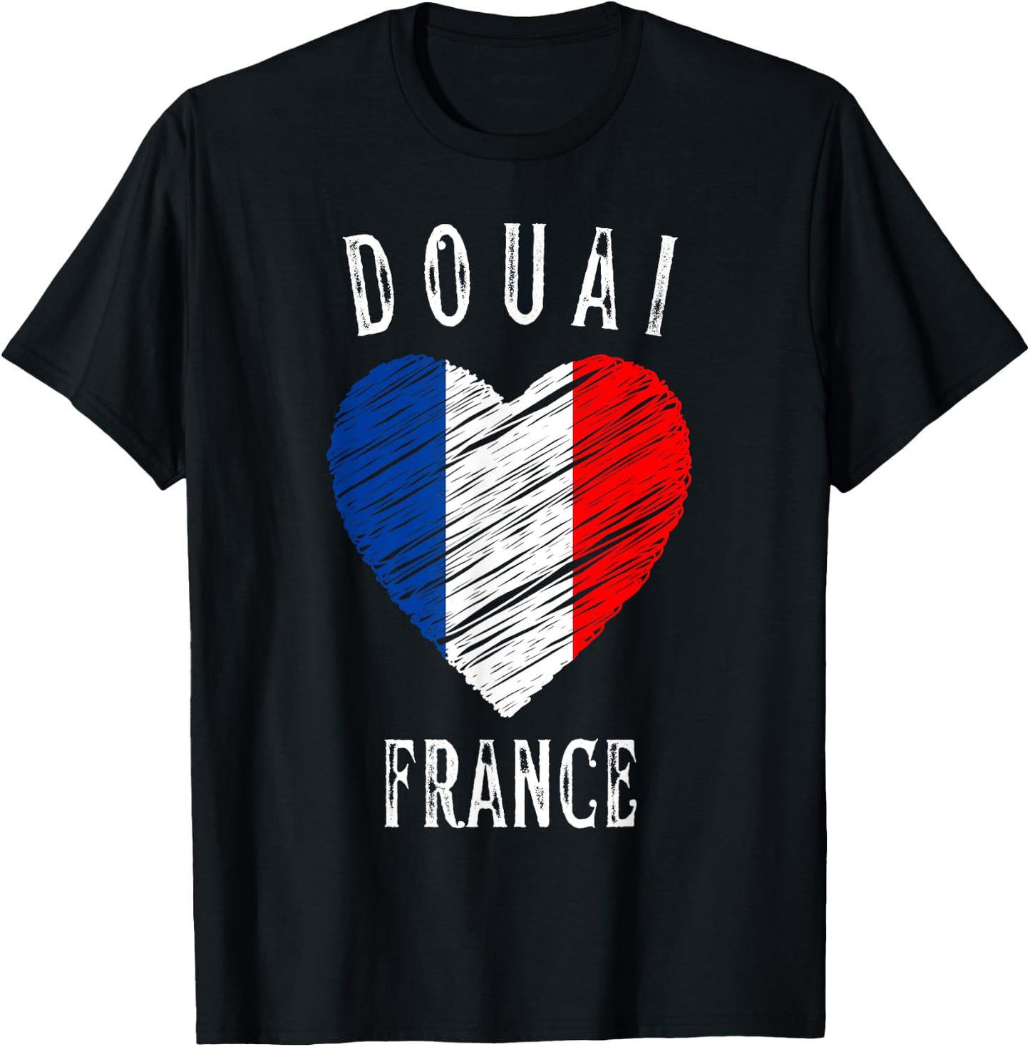 France Flag Heart Douai City T-Shirt - T-Shirt | Black