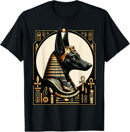Streetwear 80s 90s Egypt Retro Egyptian God Anubis , black T-Shirt - T-Shirt | Black