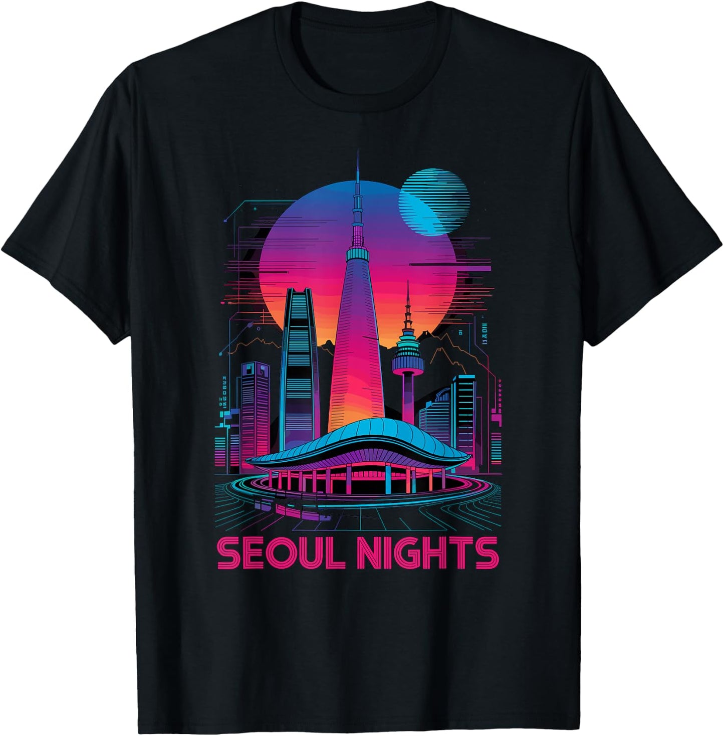 Séoul, horizon de la ville sud-coréenne, vie nocturne amusante T-Shirt - T-Shirt | Black