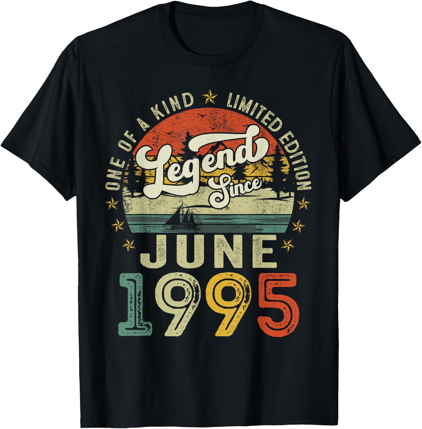 Legend Since June 1995 Vintage Retro 30th Birthday Men Women T-Shirt - T-Shirt | Black