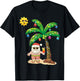 July Christmas Palm Tree Mid Year Santa Claus Beach T-Shirt - T-Shirt | Black