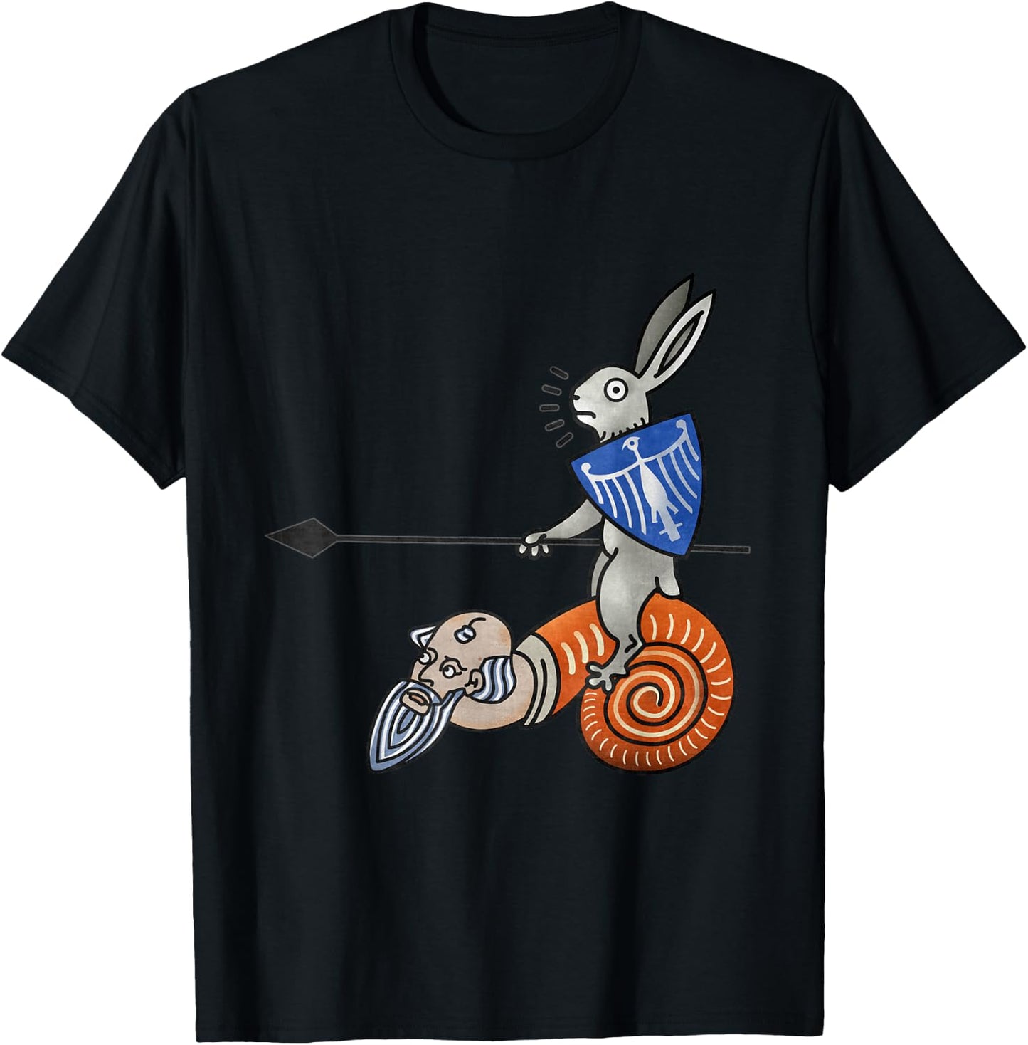 Magnificent jousting rabbit Medieval Marginalia MargiKnights T-Shirt - T-Shirt | Black