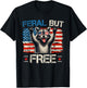 Feral and Free Funny Raccoon Patriotic American 4th of July T-Shirt - T-Shirt | Black