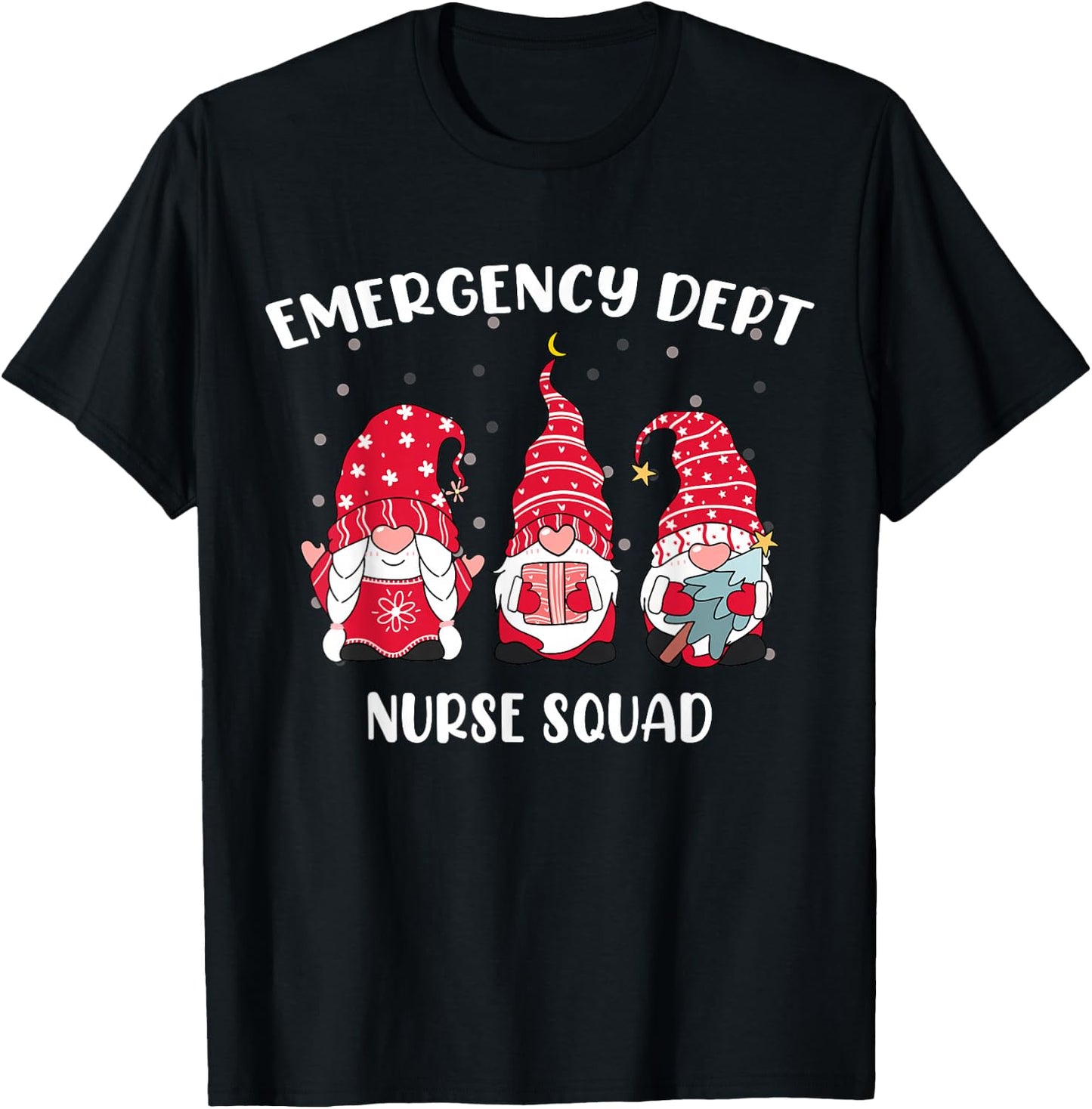 Emergency Department Groovy ER Christmas Gnomes Nurse Squad T-Shirt - T-Shirt | Black