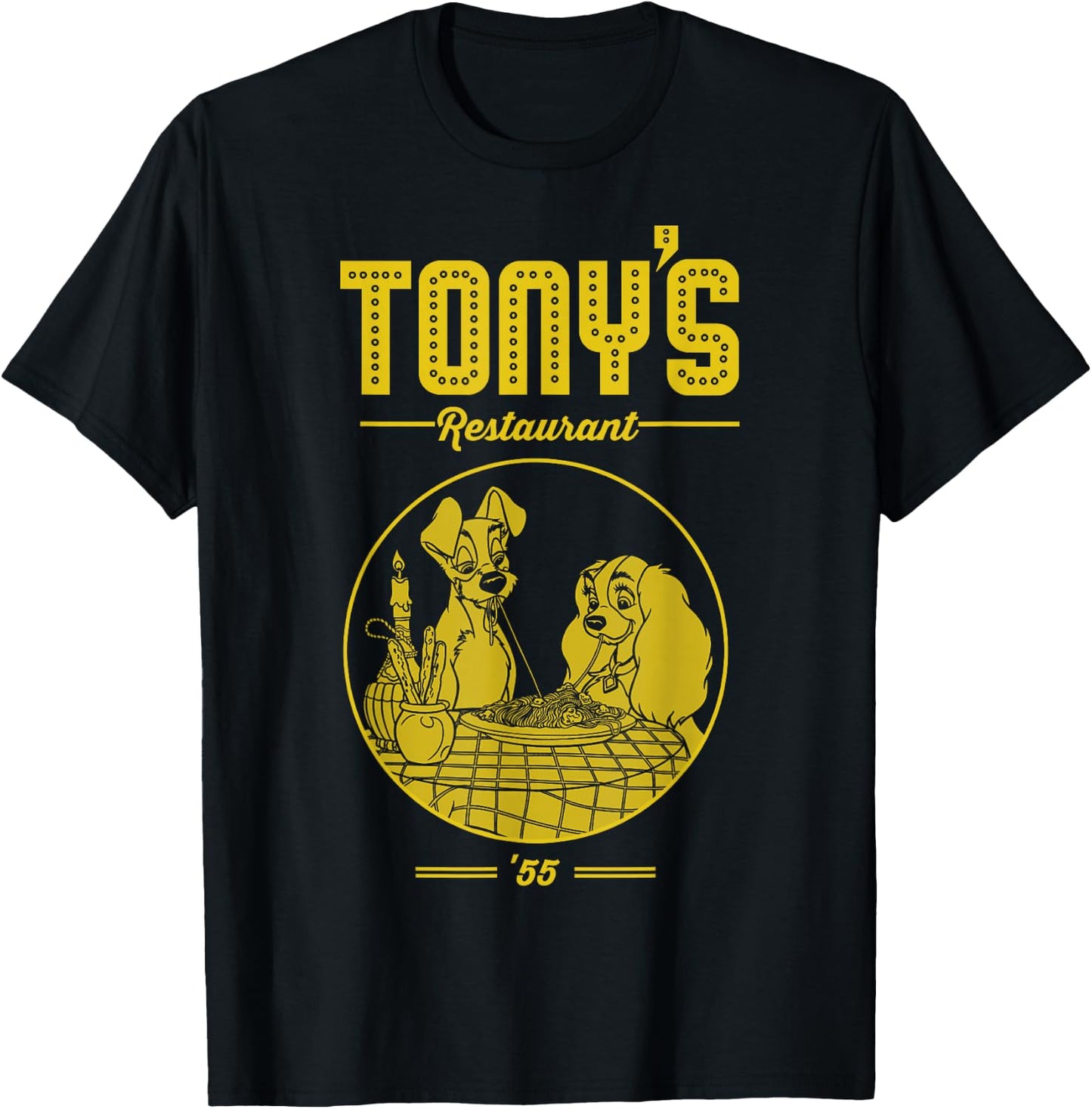 Disney Lady and The Tramp Tony's Restaurant Poster Small T-Shirt - T-Shirt | Black