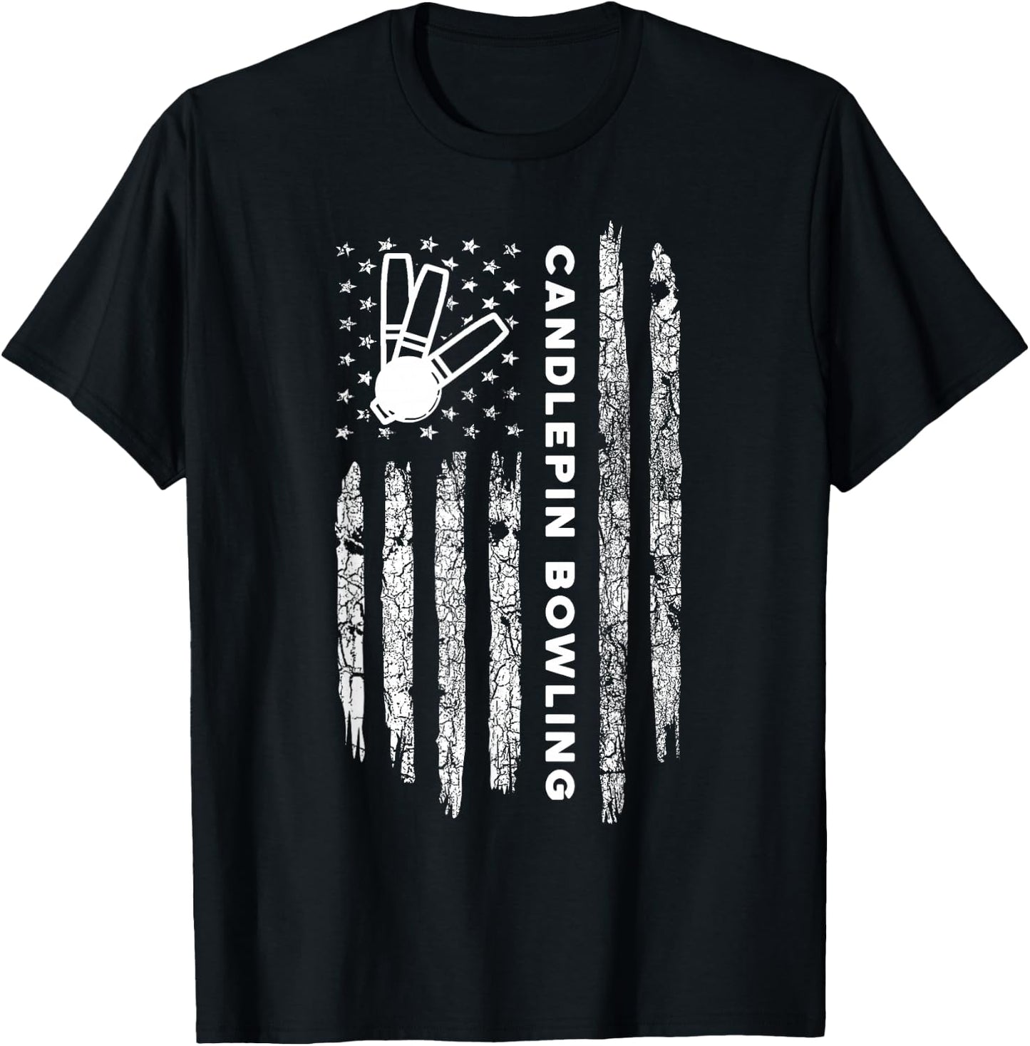 American Flag Candlepin Bowling - Vintage Candlepin Bowling T-Shirt - T-Shirt | Black