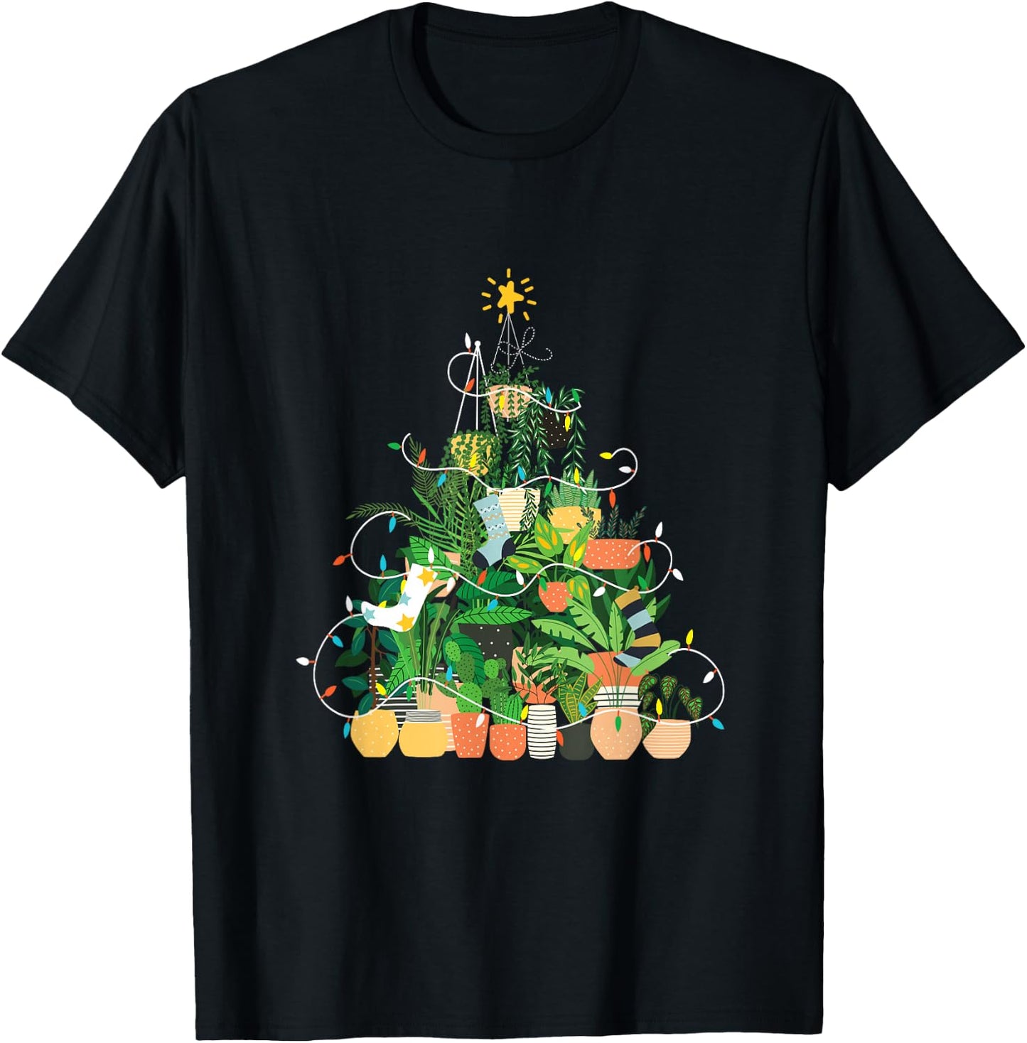Gardening Potted Plant Christmas Tree T-Shirt - T-Shirt | Black