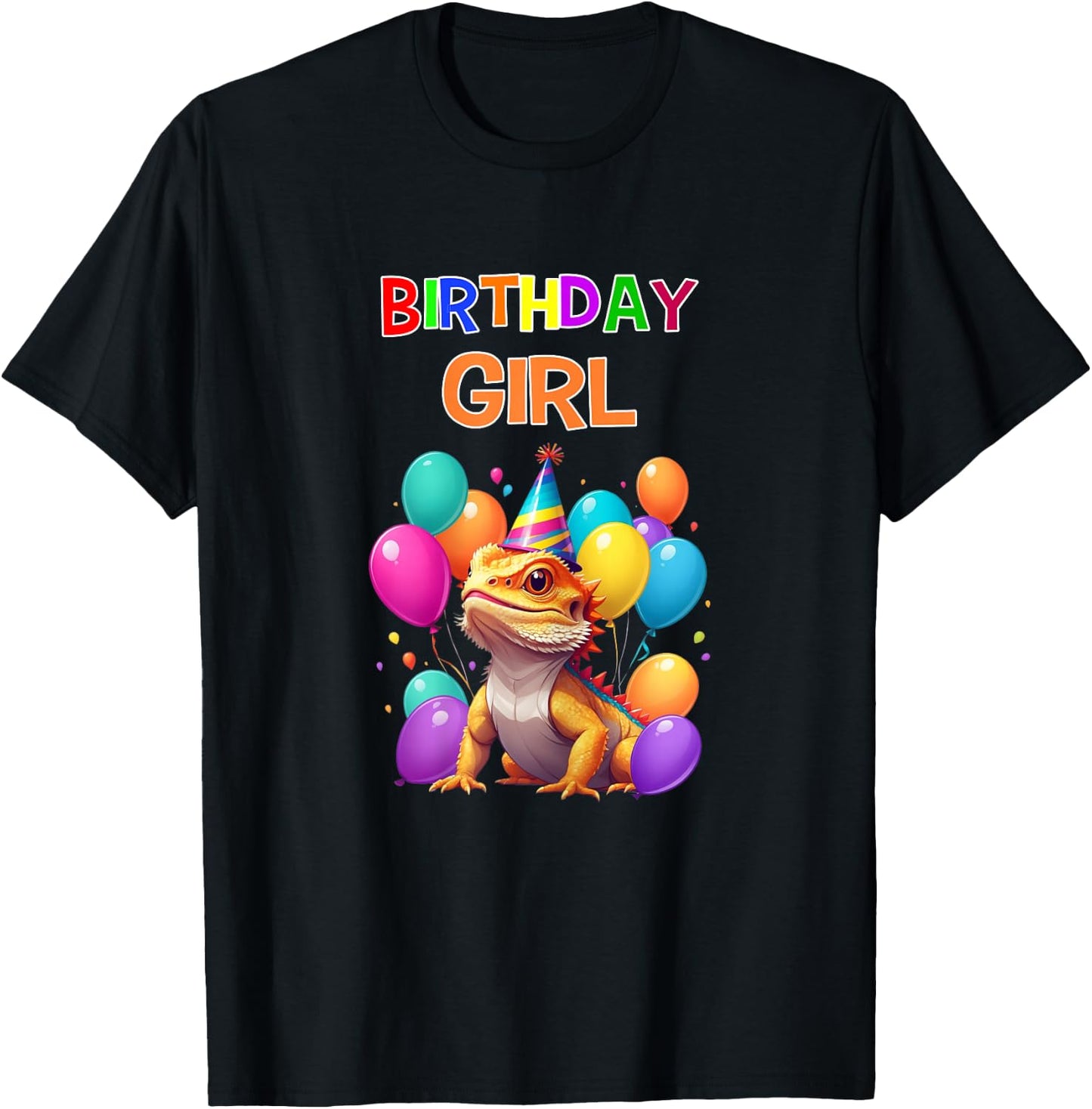 Bearded Dragon Birthday Girl Shirt Lizard Girls Birthday T-Shirt - T-Shirt | Black