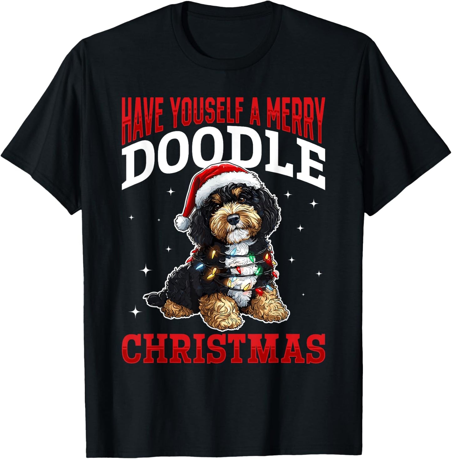 Bernedoodle Christmas Dog Breed Have Yourself a Merry Doodle Men Women Kids T-Shirt - T-Shirt | Black