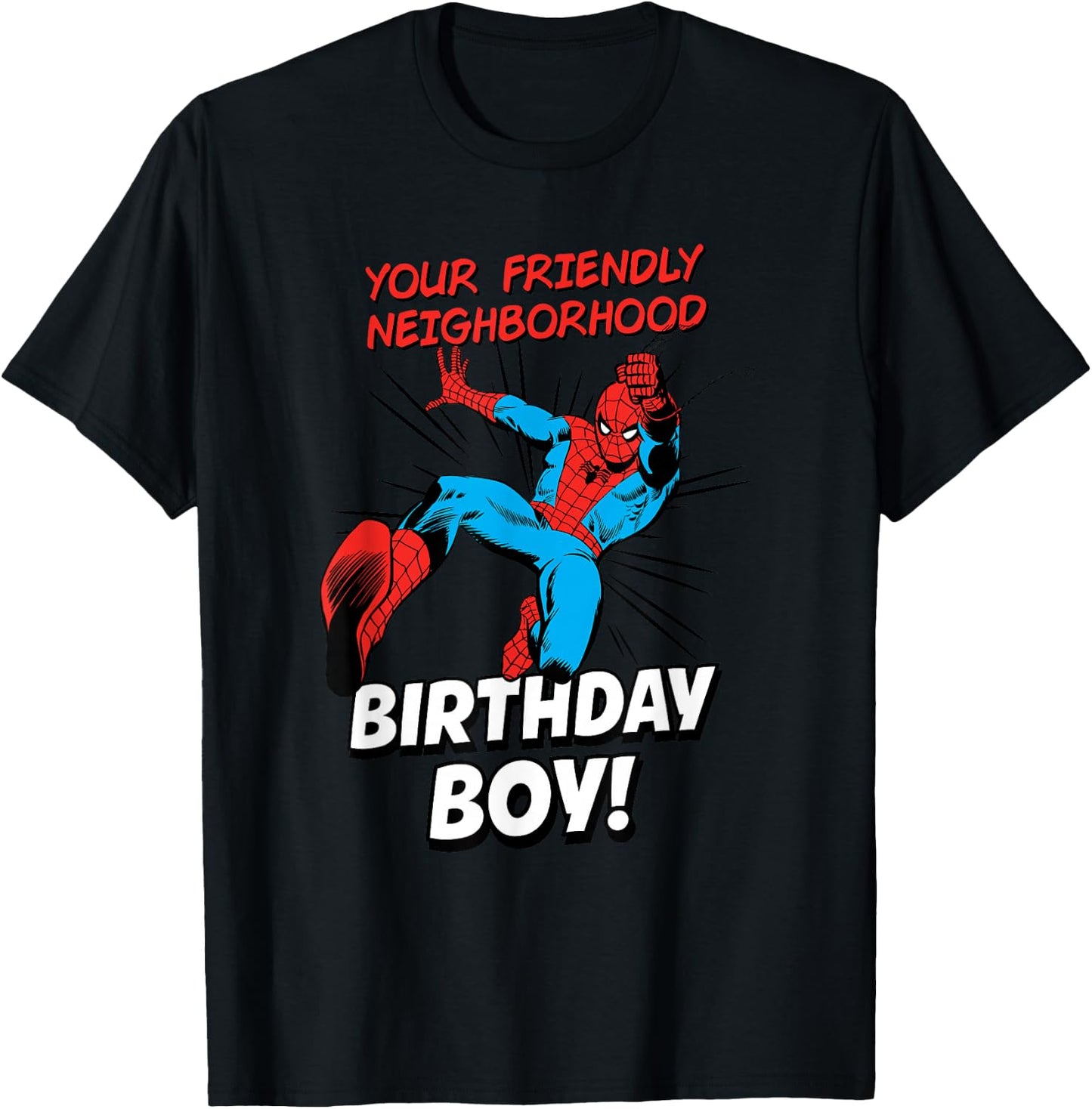 Marvel Comics Spider-Man Friendly Neighborhood Birthday Boy T-Shirt - T-Shirt | Black
