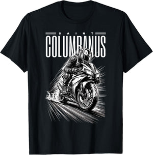 Saint Columban Patron of Motorcyclists Motorcycles , Black, S T-Shirt - T-Shirt | Black