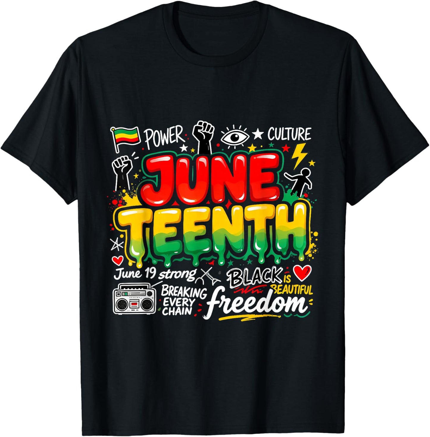 June Teenth Freedom T-Shirt - T-Shirt | Black