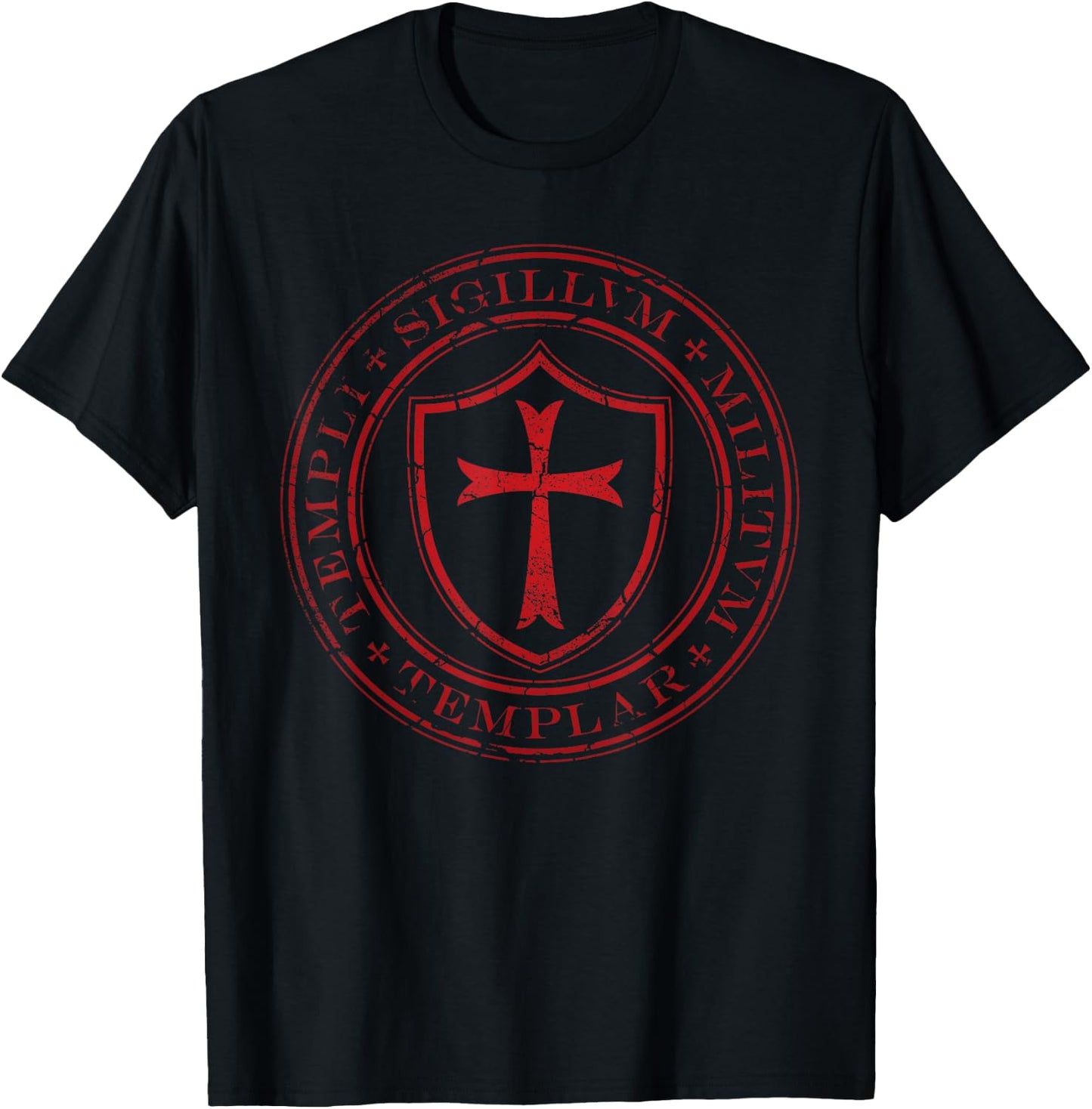 Distressed Knights Templar Cross, Seal of Soldiers T-Shirt - T-Shirt | Black