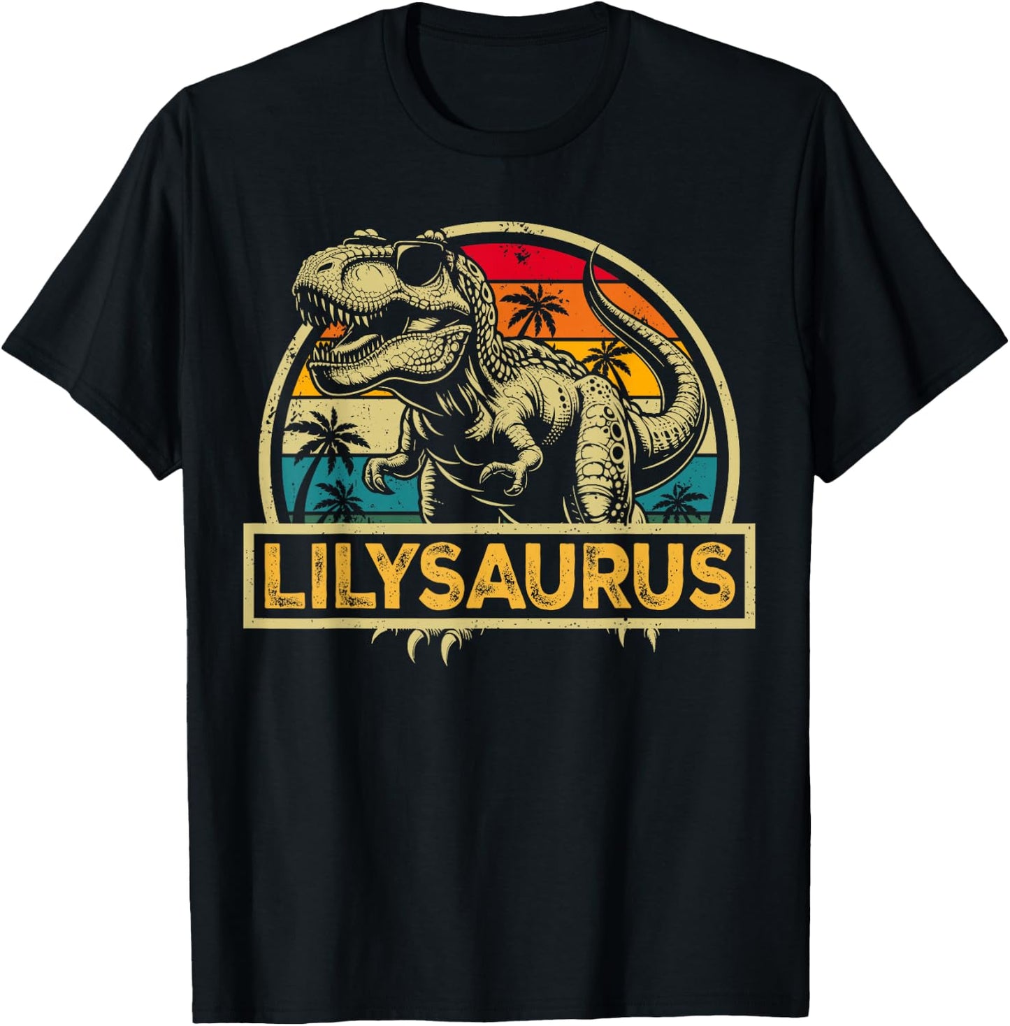 Lilysaurus T Rex Dinosaur Lily Saurus Family Matching T-Shirt - T-Shirt | Black