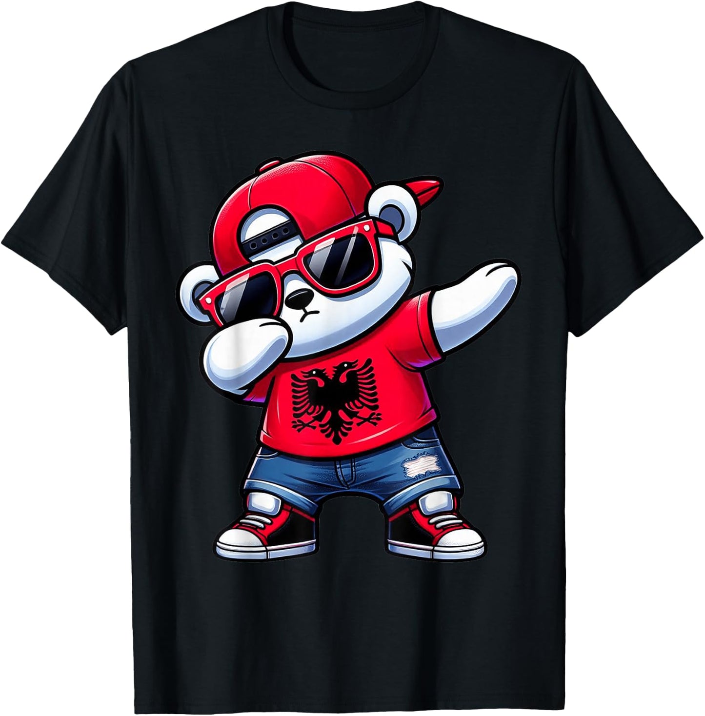 Albanian Bear Albania Dabbing Boys Kids 2024 , black T-Shirt - T-Shirt | Black