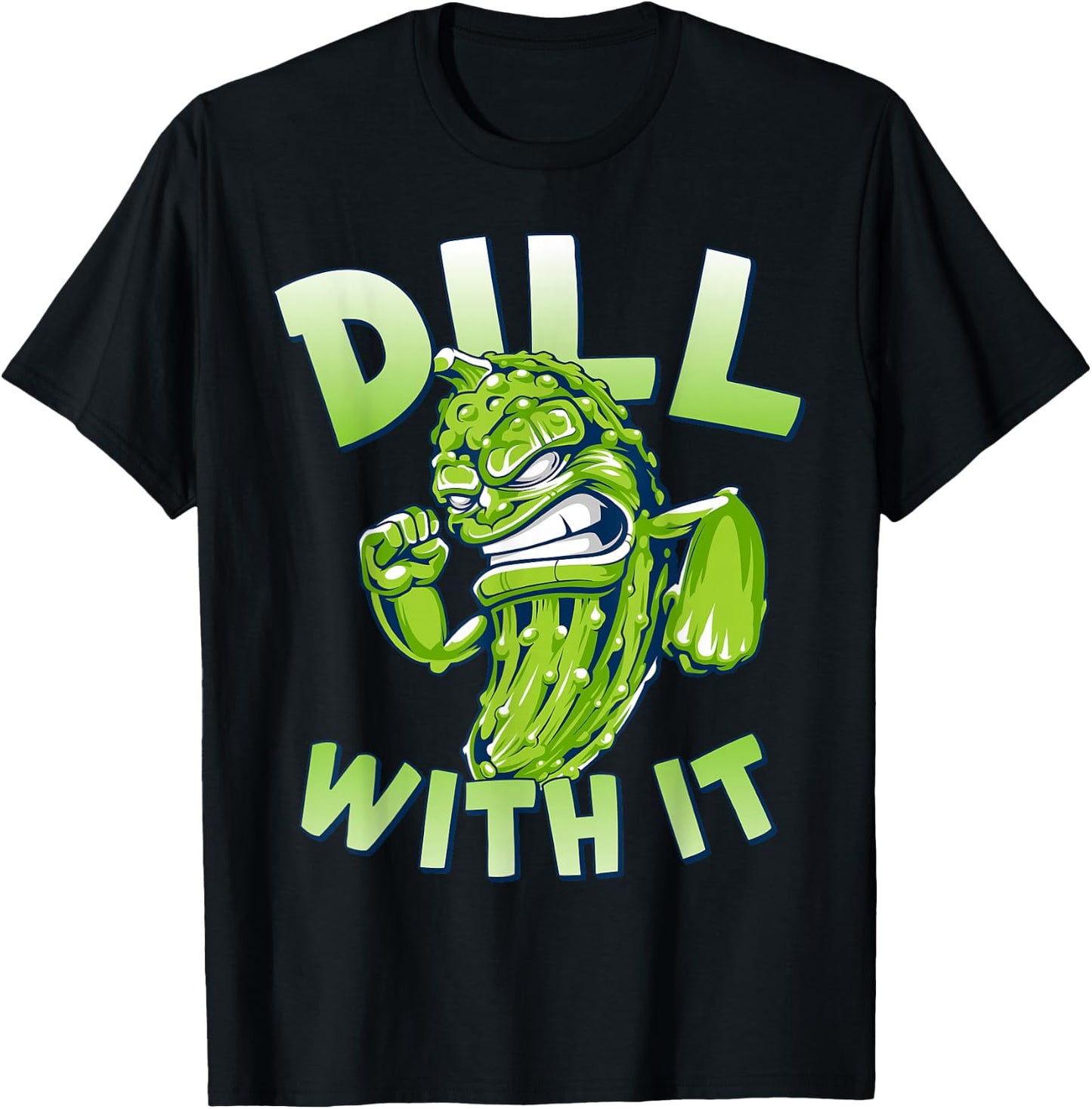Dill With It Funny Pickle T-Shirt - T-Shirt | Black