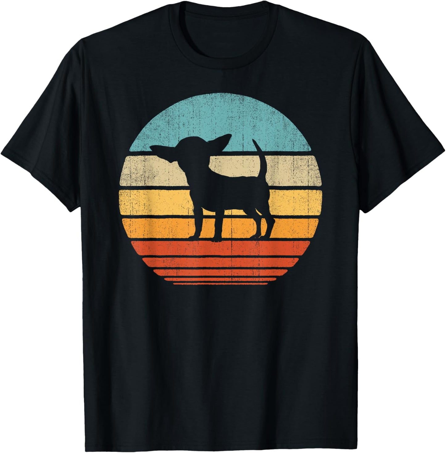 Chihuahua Retro Vintage 60s 70s Sunset Dog Lovers Men Women T-Shirt - T-Shirt | Black