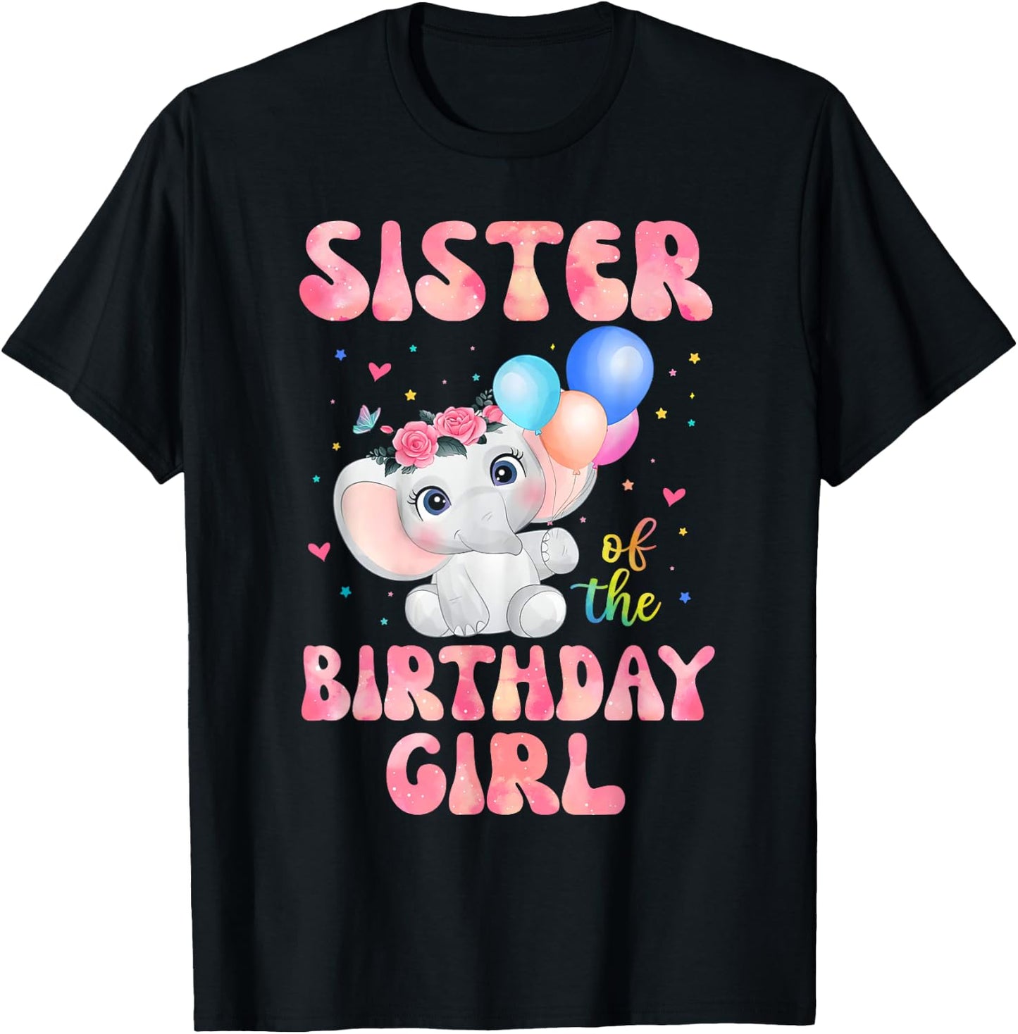 Sister of The Birthday Girl Shirt Elephant Sister Cousin 1st T-Shirt - T-Shirt | Black