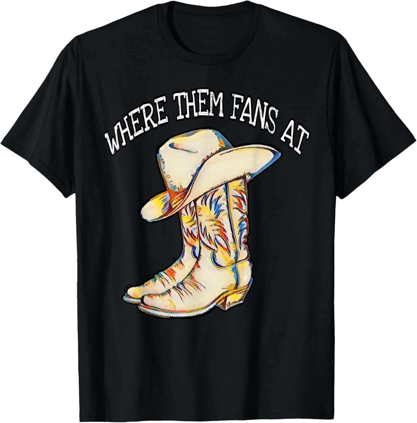 Popular Line Dance Song with Cowboy Hat & Boots Popping Fans T-Shirt - T-Shirt | Black