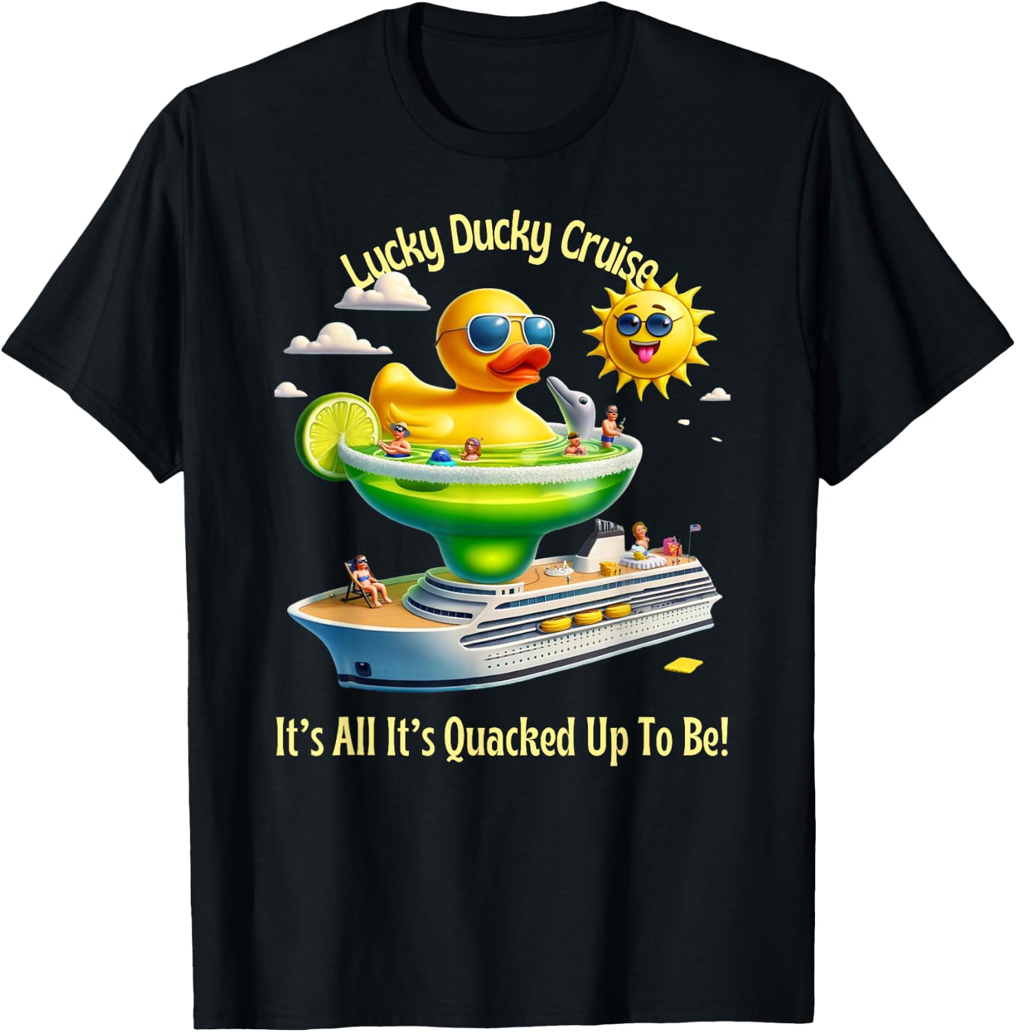 Lucky Ducky Margarita Cruise Funny Cruise T-Shirt - T-Shirt | Black