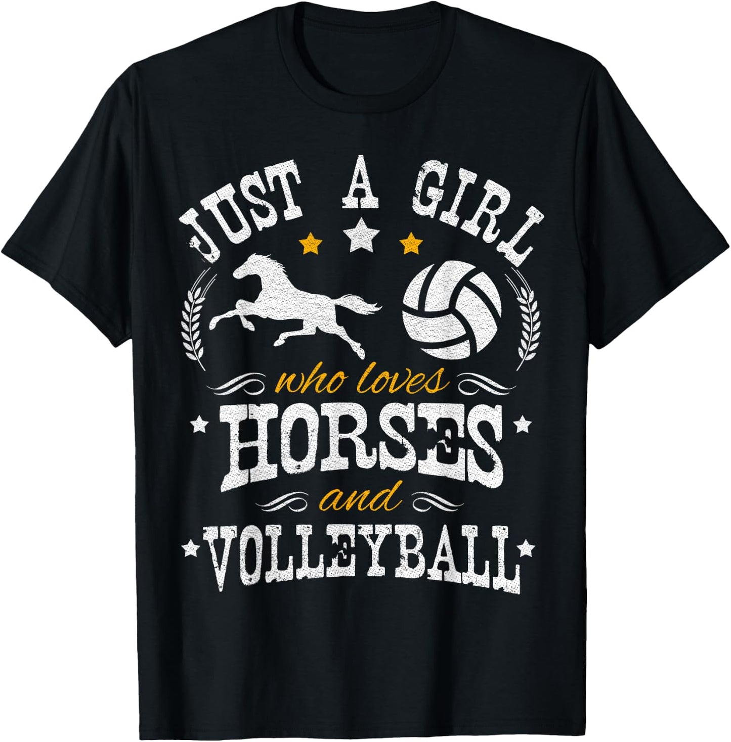 Just A Girl Who Loves Horses & Volleyball - Horse Lover T-Shirt - T-Shirt | Black