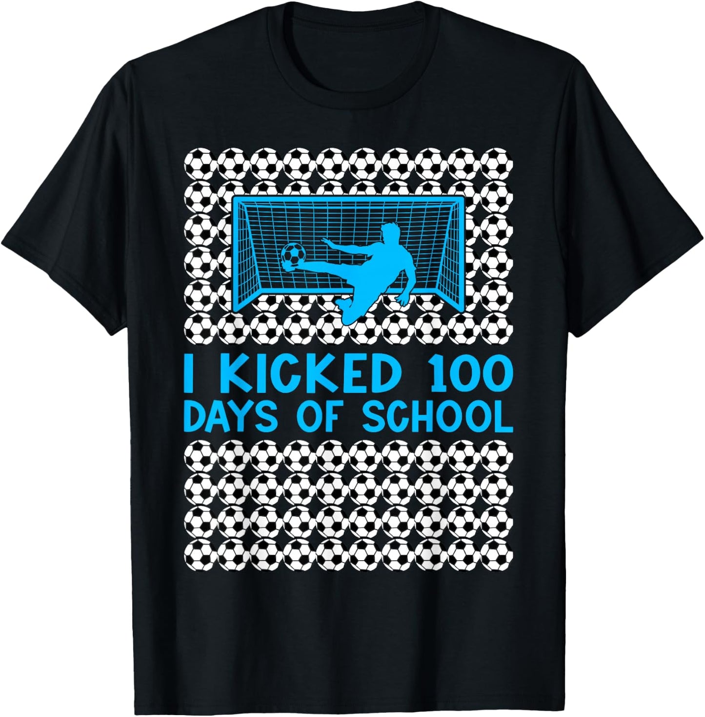 100 Days Of School Soccer 100th Day Of School For Boys Kids T-Shirt - T-Shirt | Black