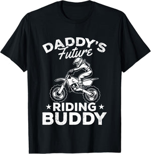 Daddy's Future Riding Buddy Motocross Kids Dirt Bike Boy T-Shirt - T-Shirt | Black