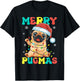 Merry Pugmas Pug Christmas Santa Pug Xmas Lights Dog Lover T-Shirt - T-Shirt | Black