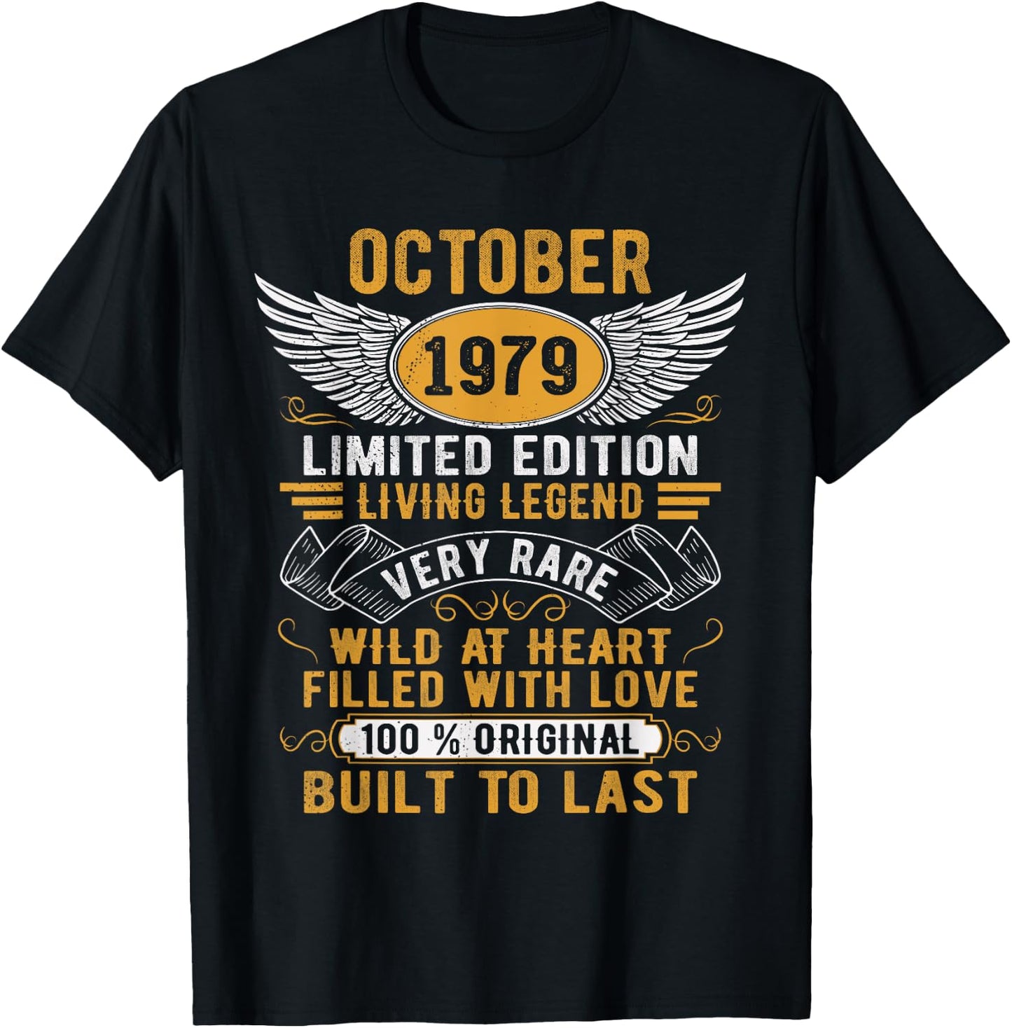 Legend Born In October 1979 Vintage Birthday T-Shirt - T-Shirt | Black