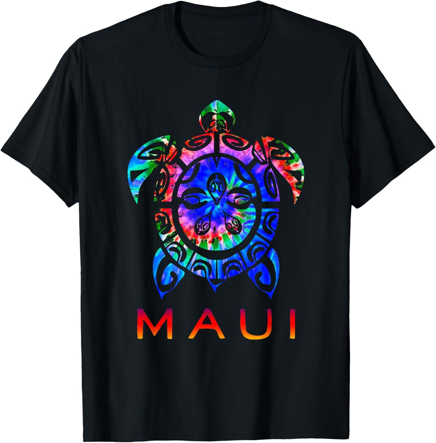 Maui: Hawaii Sea Vivid Turtle, Hawaiian T-Shirt - T-Shirt | Black