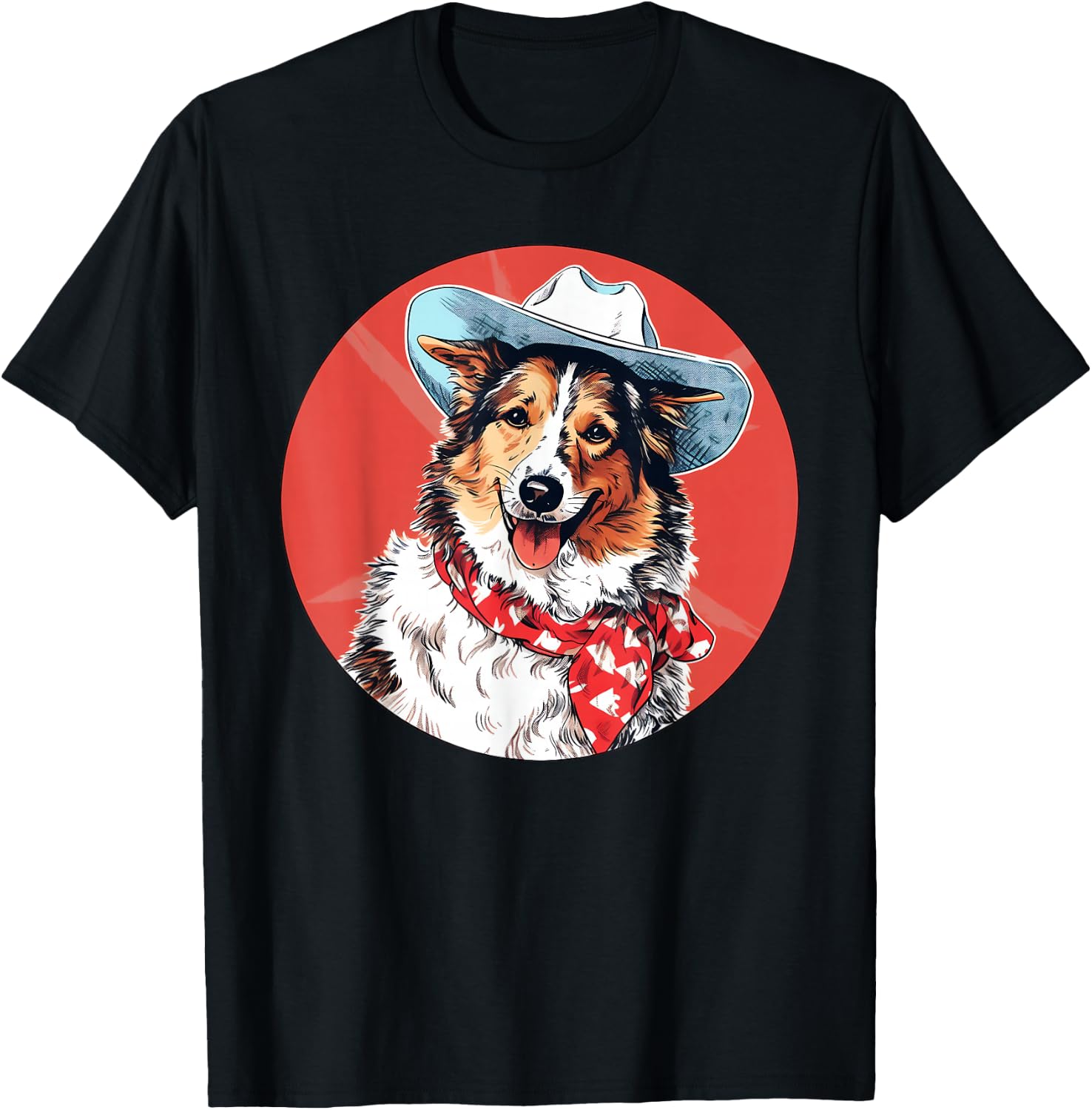 Shetland Sheepdog Cowboy Funny Dog Wild West T-Shirt - T-Shirt | Black