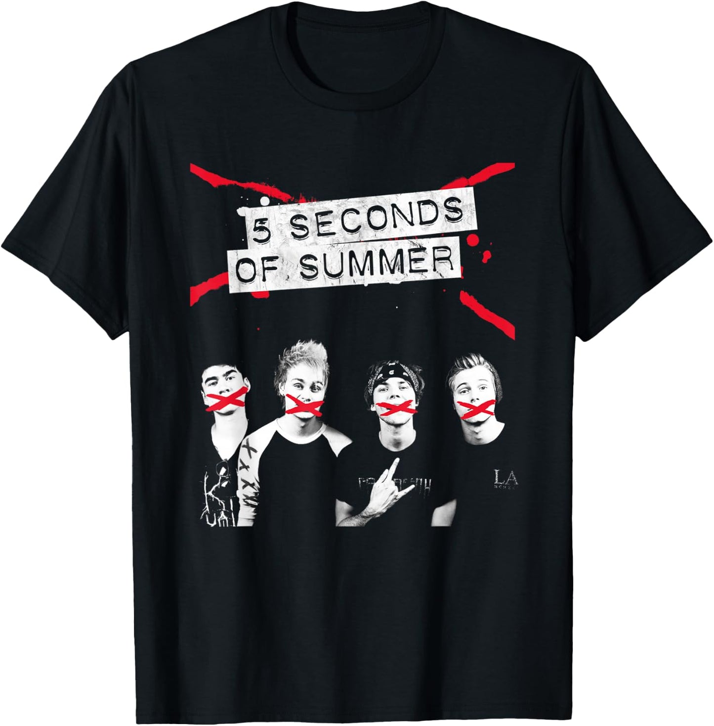 5 Seconds of Summer Crossed Lines T-Shirt - T-Shirt | Black