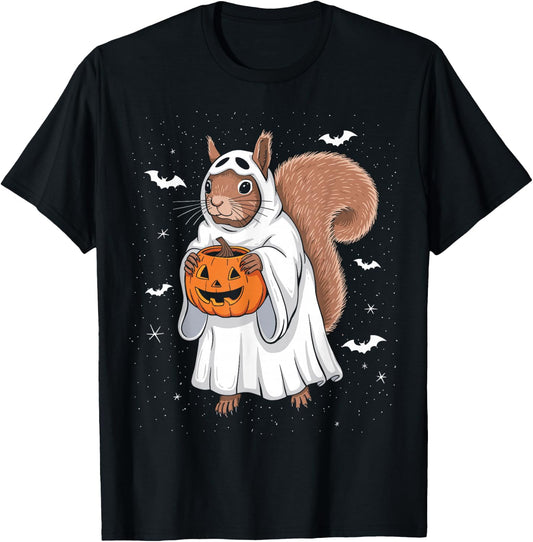Funny Ghost Squirrel Lovers Spooky Halloween Costume T-Shirt - T-Shirt | Black