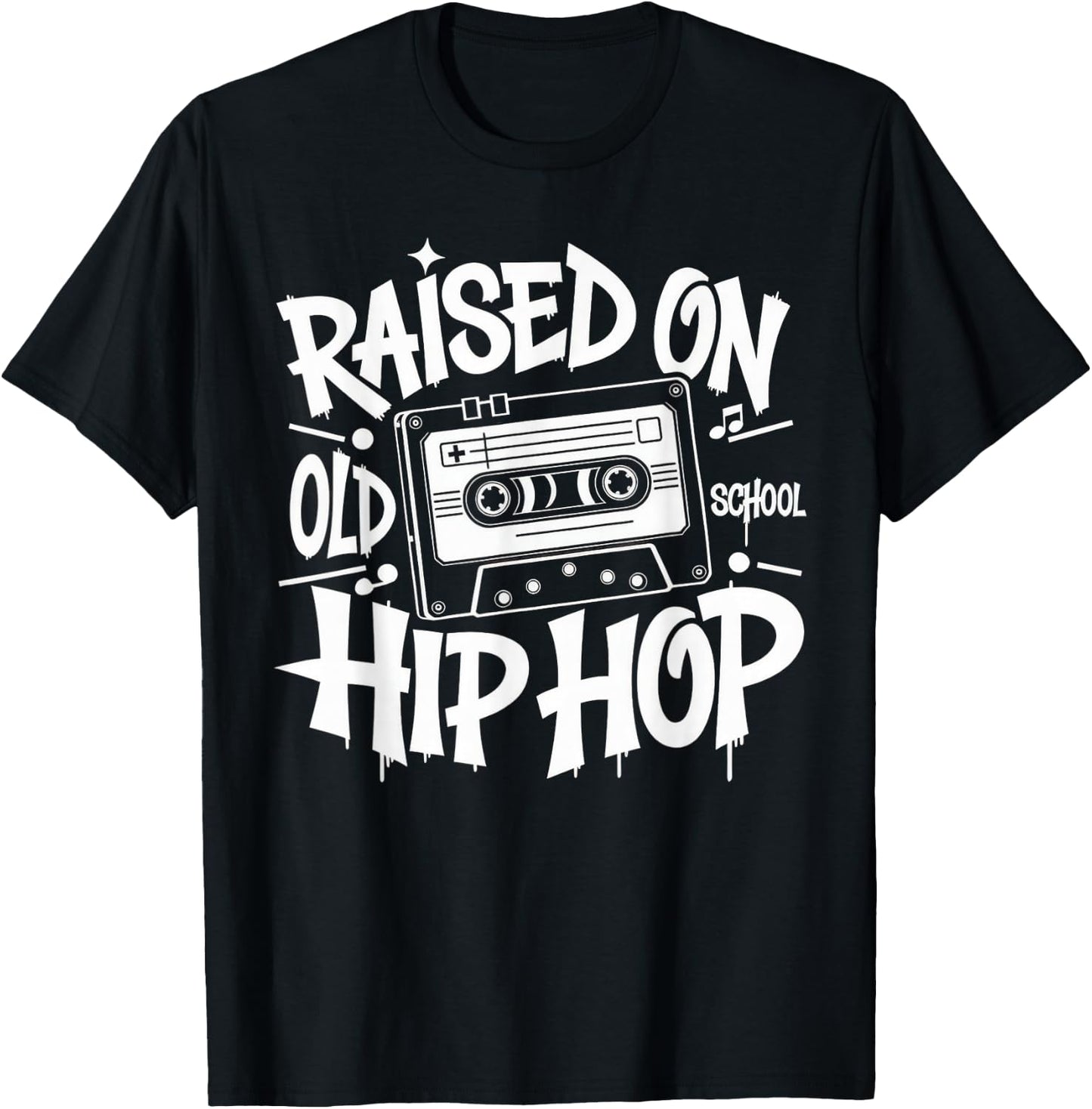 Raised ON Old School Graffiti Rap Hip HOP Cassette T-Shirt - T-Shirt | Black