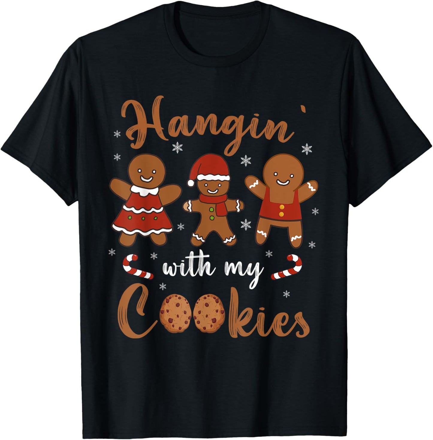 Hanging With My Cookies Cute Christmas Teacher Women Kids T-Shirt - T-Shirt | Black