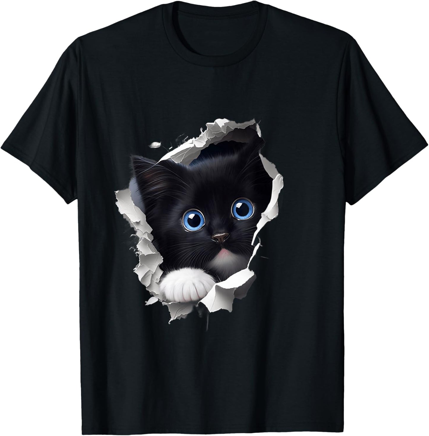 A Curious and Cute Kitten Black Cat , black T-Shirt - T-Shirt | Black