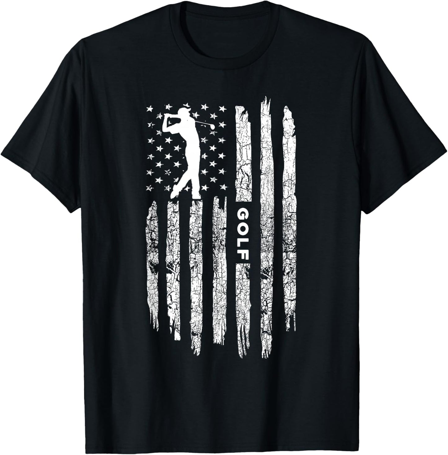 American Flag Golf Clothing - Golfer Vintage Golf Small T-Shirt - T-Shirt | Black