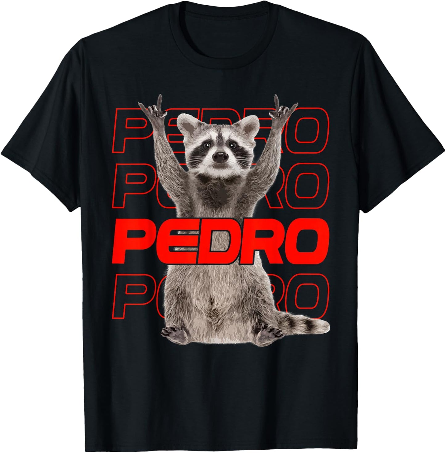 Pedro Pedro Raccoon X Meme Racoon Pedro Party Outfit , black T-Shirt - T-Shirt | Black