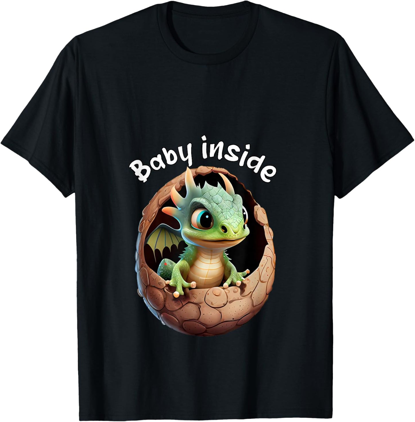Baby Inside. Baby cute Dragon In Eggshell. Funny Baby T-Shirt - T-Shirt | Black