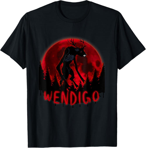 Red Full Moon in a ghost forest Wendigo Folklore