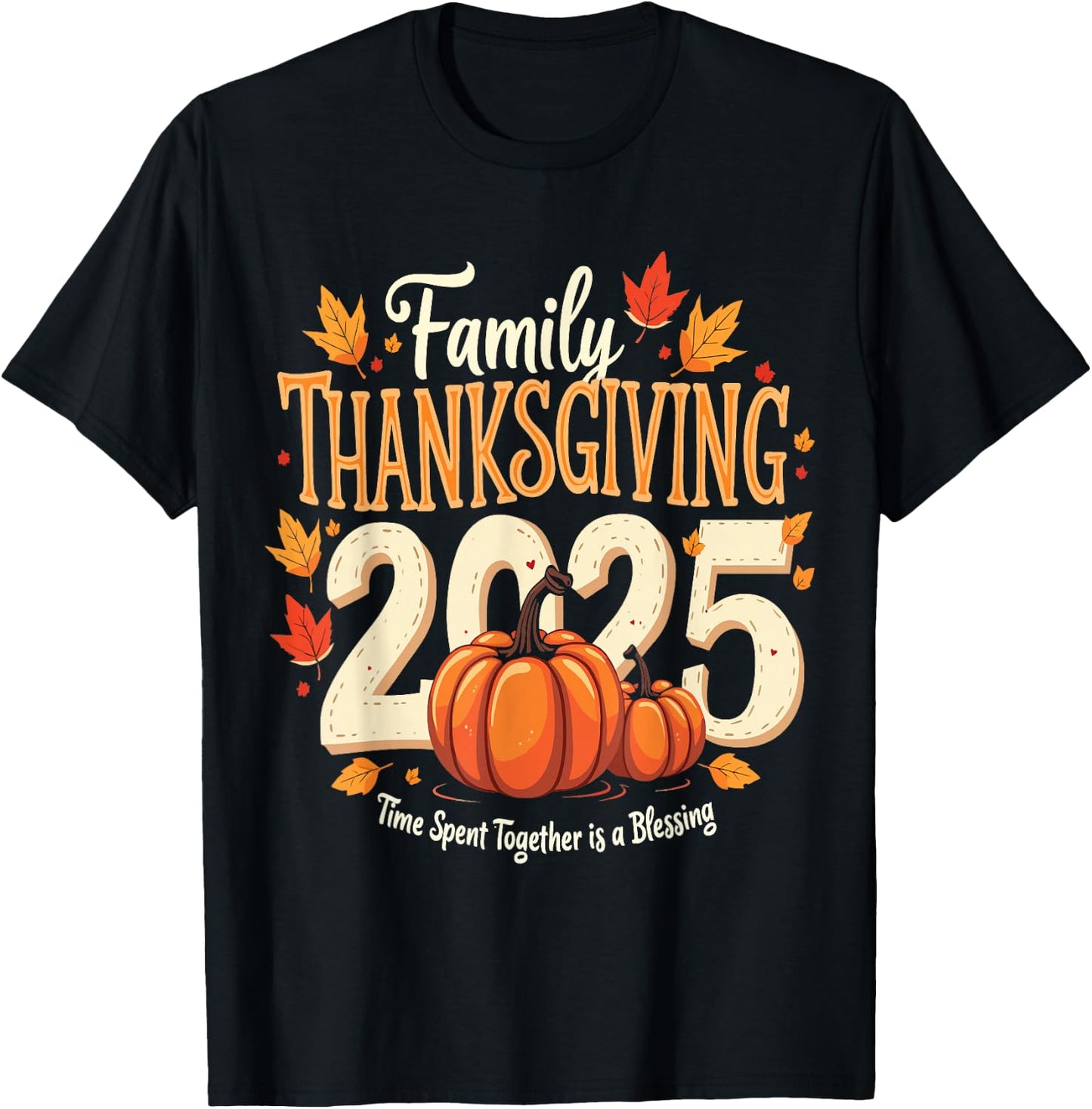 Family Thanksgiving 2025 Crew Pumpkin Turkey Group Matching T-Shirt - T-Shirt | Black