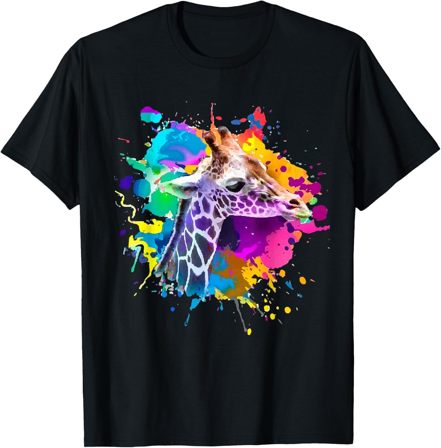 Colorful Giraffe Graphic Cute Giraffe cool Animal lover T-Shirt - T-Shirt | Black