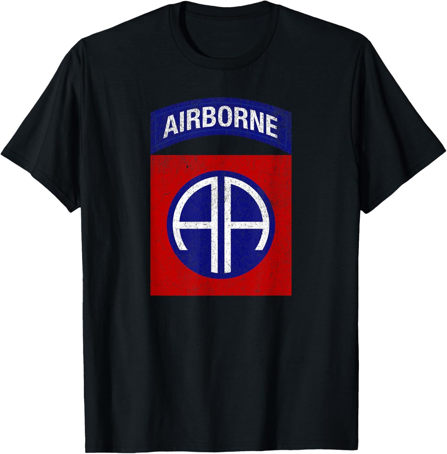 Patriotic Veteran Military Distressed 82nd Airborne Veteran T-Shirt - T-Shirt | Black