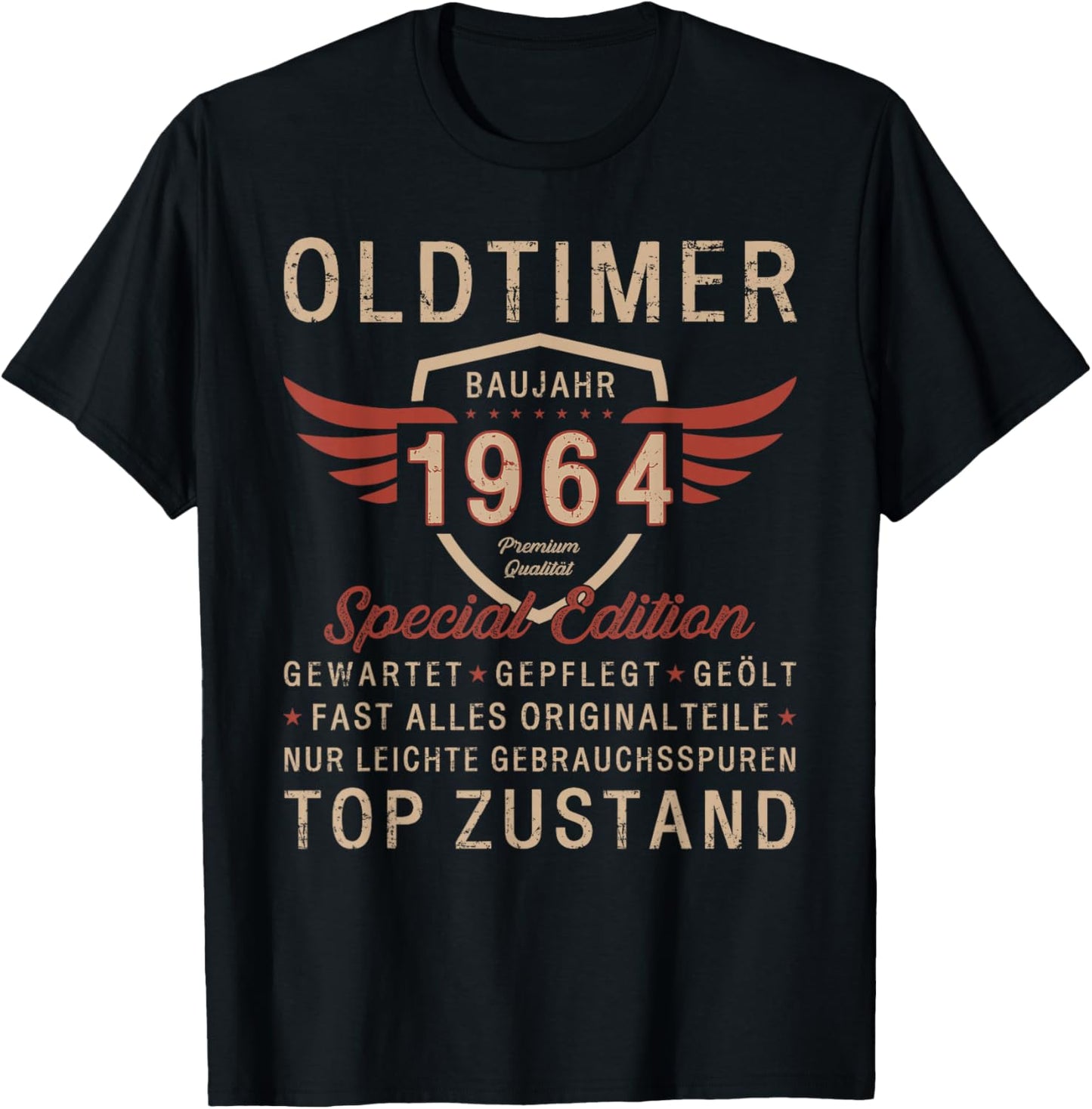 60th Birthday Gift Vintage 1964 Vintage Funny , black T-Shirt - T-Shirt | Black