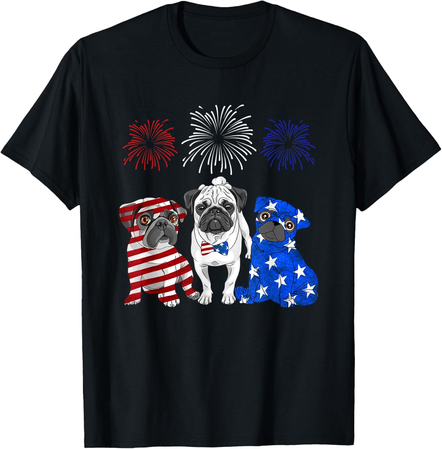 Pug america 4th of july National Day T-Shirt - T-Shirt | Black