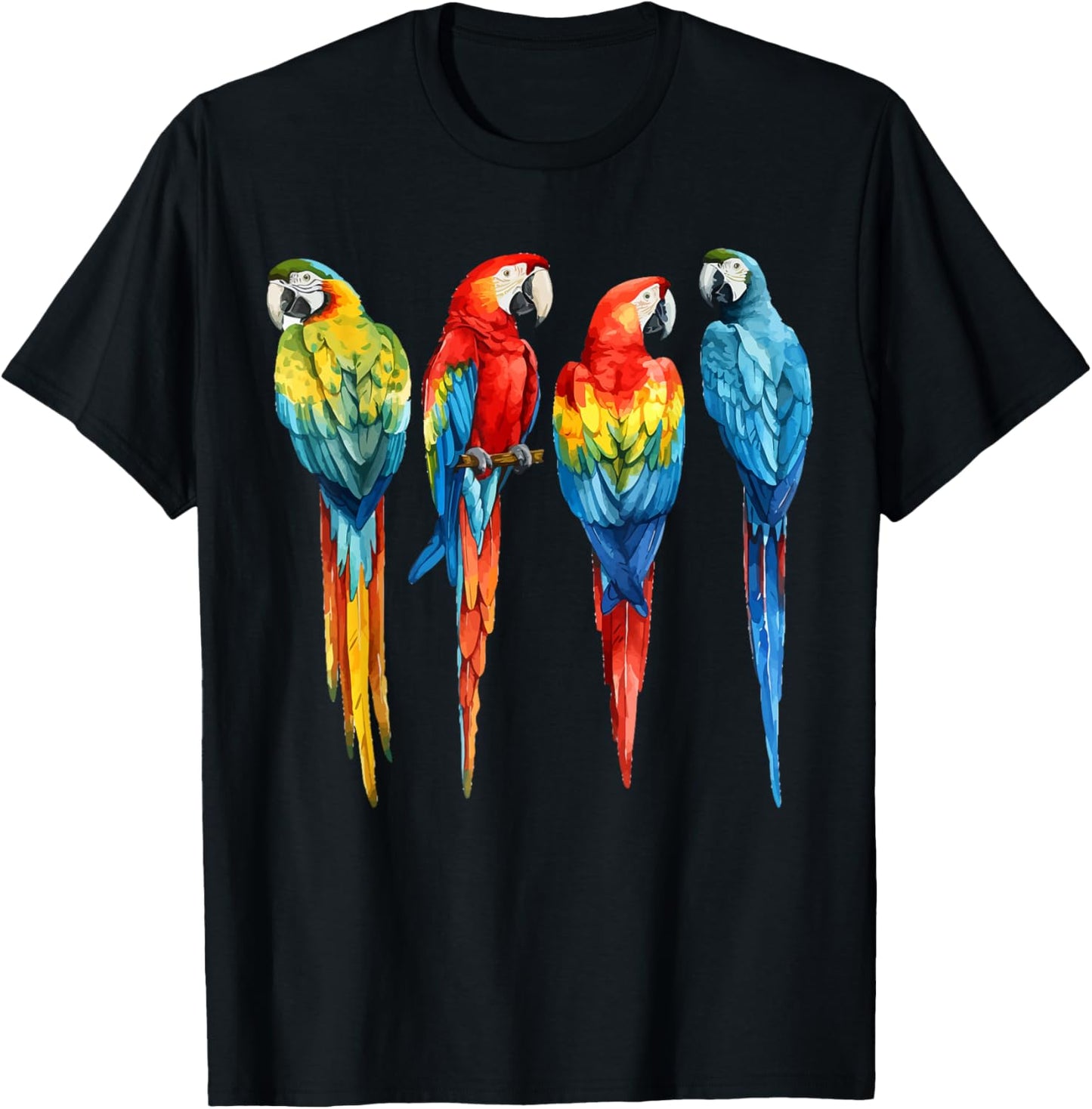 Colourful Parrot Watercolor , black T-Shirt - T-Shirt | Black