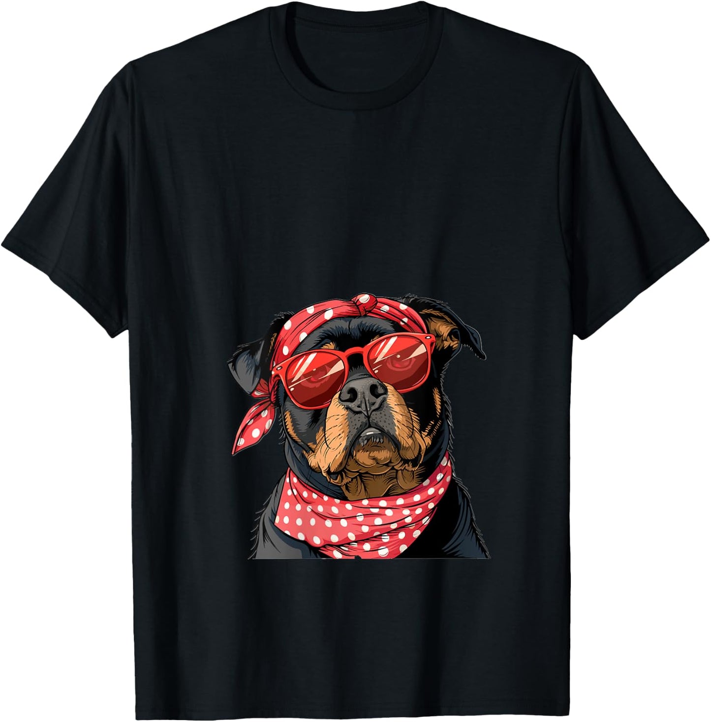 Rottweiler Rottie Dog Mom Bandana Mothers Day Graphic V-Neck T-Shirt - T-Shirt | Black