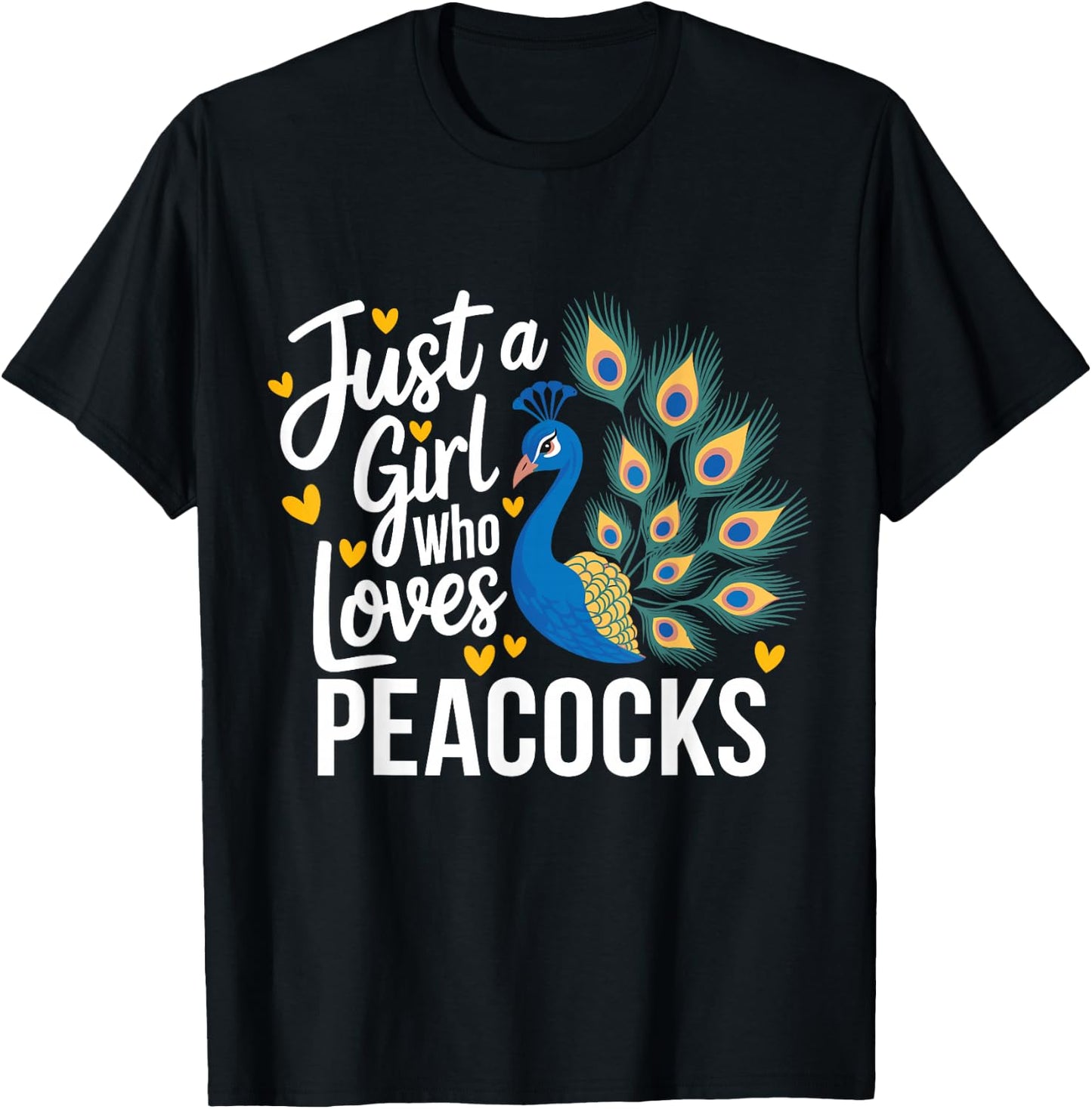 Funny Just A Girl Who Loves Peacocks T-Shirt - T-Shirt | Black
