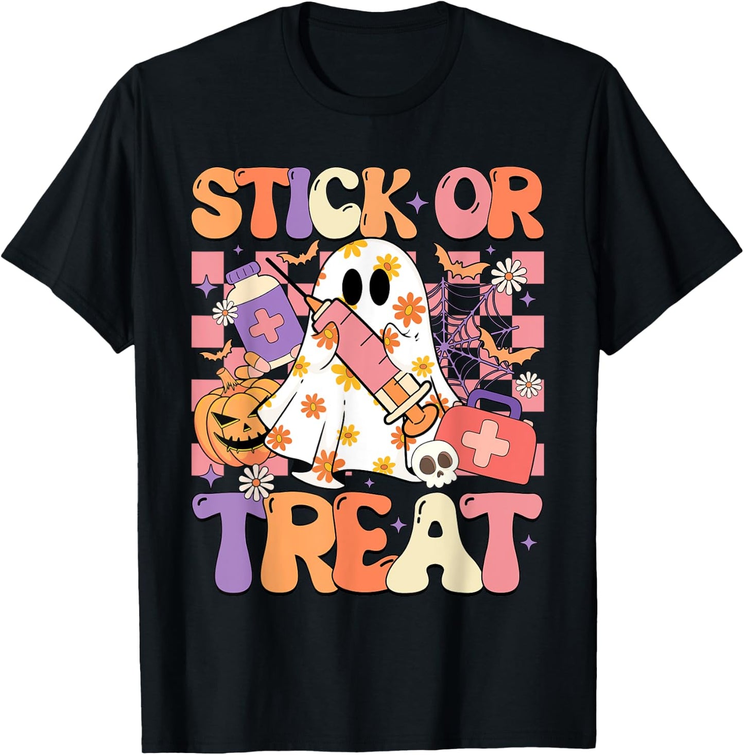 Stick Or Treat Phlebotomy Tech Syringe Trick Or Treat Day T-Shirt - T-Shirt | Black