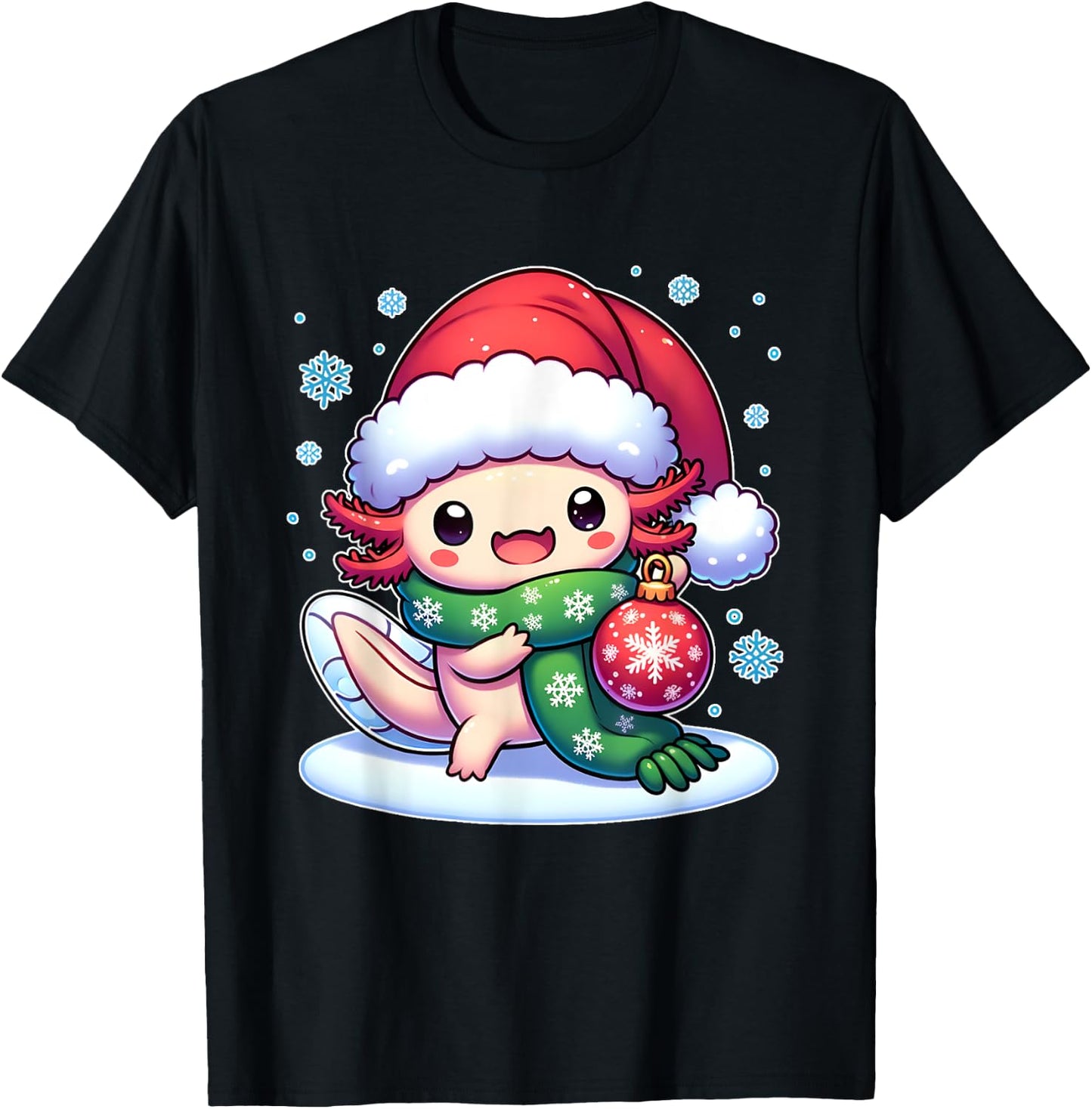 Santa axolotl Funny cute xmas funny christmas T-Shirt - T-Shirt | Black
